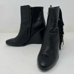 See By Chloe  Fringe Ankle Boot size 40 Black Wedge Bootie Photo 2