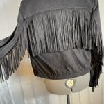 Shyanne NWT  Faux Suede Fringe Jacket Large Black Asymmetrical Western Cowgirl Photo 4