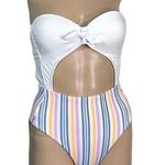 Xhilaration Womens Monokini Swimsuit One Piece Retro Striped Strapless Cutout XS Photo 0