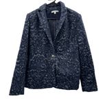 CAbi #109 Brocade Navy Blue Floral Jacquard Print Single Button Blazer Size 6 Photo 1