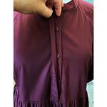 English Factory Midi Burgundy Red Dress Cotton Puffy Short Sleeves Tiered 4 EUC Photo 7