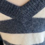 Kaisely Cozy Angora Lambswool  V Neck Sweater Comfy Blue Stripe Pullover fits S M Photo 4