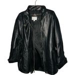 Valerie Stevens Vintage Black 100% Lamb Leather Gold Button Jacket Size Large Photo 2