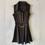 Lovely Day Black Sleeveless Belted Skater Dress ModCloth  Button Bodice Retro Photo 1