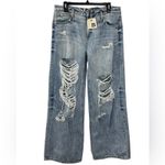 NWT SER.O.YA Fiona Low Rise Wide Leg in Tidal Size 29 Destroyed Distressed Blue Photo 4