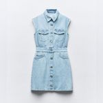 ZARA NWT SLEEVELESS Z1975 DENIM MINI DRESS Size Small Photo 3