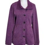 prAna Purple Fleece Jacket Size Small Heather Plum Funnel Neck Button-Up Jacket Photo 0