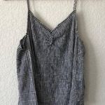 BP Cropped Black & White Gingham Plaid Lettuce Edge V-Neck Tank Top M Photo 0