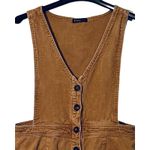 Very J Mini Skirtall Size Large Corduroy Beige Pockets Button Up Sleeveless Photo 2