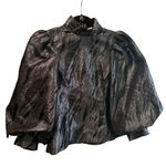 Ganni  Metallic Jacquard Brocade Puff Sleeve Top, Black Size 36 Photo 1