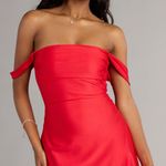 Windsor red off the shoulder satin dress  Photo 0