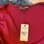 EXPRESS  Maroon Red Faux Wrap Dress Drape XS NWT Long Sleeve Photo 1
