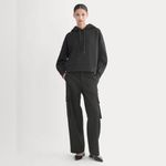 Everlane  Cropped Luxe Fleece Hoodie in Black, Size X-Small Photo 1