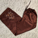secret treasures Vintage  Brown Satin Embroidered Sleepwear Pants Size (M-8/10) Photo 0