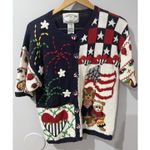 Vintage 90s Eagle's Eye Patriotic American Flag Bear KNITTED sweater Size Medium Photo 0