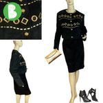 Outer Town VINTAGE 1980'S  BLACK SUEDE W/GOLD GROMMETS SKIRT SET (12) Photo 2
