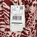 Mango MNG Woman Red Beige Animal Print Cotton Puff Sleeve Mini Dress Size 4 New Photo 8