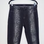 Elie Tahari Black Skinny Jeans with Silver Snakeskin Print Size 10 Photo 2