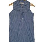 Abercrombie & Fitch Abercrombie Fitch Dress Womens XS Sleeveless Striped Ruffle Henley Western Blue Photo 0