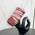 Mother Of Pearl Abalone Luster Seashell Elastic Stretch Cuff Bracelet Coral Pink Pink Photo 3