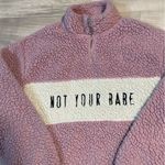 AMP “Not Your Babe” Pink/Purple & White Oversized Fuzzy Sherpa Sweatshirt XS Photo 8
