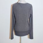 Athleta  Gray Ribbed Knit V-Neck Women's Henley Top Size Small Gray Henley Photo 4