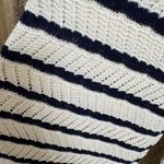 Aerie Striped Crochet Knit Party Pants Ivory Navy Blue Wide Leg Large NWT Photo 4