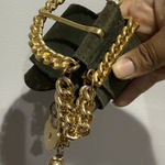 Vintage Dame Belt and Bag Green Suede Leather Belt Size L Womens Genuine 36.5" Blue Photo 0