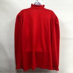 Vintage Red ruffled women’s blouse size 44 secretary top button down Photo 1