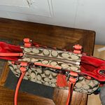 Coach  Tan and Red Signature Shoulder Bag Photo 2