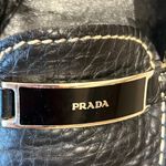 Prada  Black Leather Loafers with Metallic Accent Photo 3