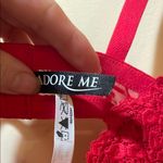 Adore Me Womens New  Red Lace Bra With Pink Bow Details Photo 4