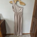 Asos Six Stories Bridesmaids One Shoulder Satin Maxi Dress Champagne Size US 10 Tan Photo 5