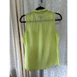 Old Navy  Linen Cotton Blend Semi Sheer Lime Green Sleeveless Crinkle Gauze Top L Photo 3