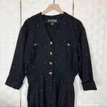 Vintage Escada Black With Hearts Long Sleeve Jumpsuit Size 40 Photo 1