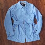 Burberry Women's Blue Belted Trench Coat Size 6R Photo 0
