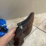 Minnetonka Women’s Black Leather Clogs Slip On Shoes 1.5” Block Heel Size 10 Photo 3