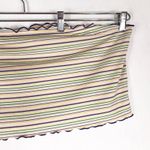 BP  Plus Size 3X Crop Top Elastic Ruffle‎ Trim Striped Purple Green Tan 1504 Photo 3