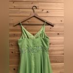 Vintage Mike Benet Size Small Lime Green Sequin Babydoll Chiffon Prom Dress Photo 10