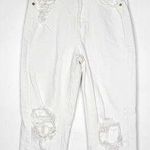 American Eagle  White Mom Straight Distressed Women Jeans Size 4 Stretch Photo 0