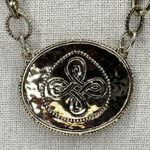 Chico's Gold Tone Chain Necklace Reversible Rhinestone Pendant Statement β¨ Photo 2