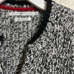 Tommy Hilfiger women’s black & white knit zip up short sleeved top size medium Photo 6