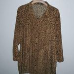 Boohoo 14 Shirt Dress Long Sleeved Tan Leopard Print Plus Photo 3