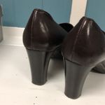 Franco Sarto  Faux Leather Heels Womens 8.5 M Pumps Square‎ Toe Brown Vegan Photo 4