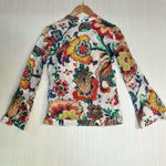 Tory Burch  Women's Shirt Sz 0 Floral Cotton‎ Bell Sleeve Boho  Clear Sequin Photo 8