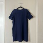 Eileen Fisher  Navy Washable Stretch Crepe Side Zip Shift Dress Medium Petite Photo 7