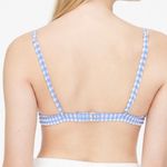 NWT J.Crew Factory Blue & White Gingham Seersucker French Bikini Ruffle Top Sml Photo 1