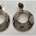 vintage Snake Skin Dangle Drop Earrings Animal Print Quality Sz 3” Brown Photo 7