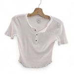 Urban Outfitters BDG Ribbed Short Sleeve Cropped Top Henley Tshirt White Photo 0