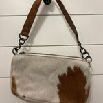 Free People  Cowhide Leather Shoulder Baguette Purse Brown White Photo 0